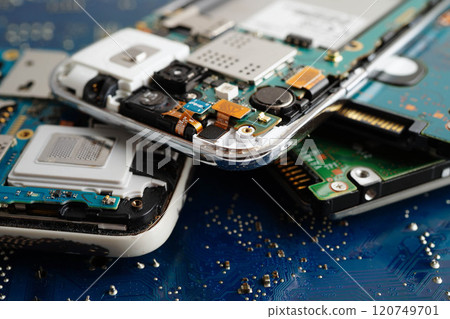 Repairing and upgrade mobile phone, electronic, computer hardware and technology concept. Repairing and upgrade mobile phone, electronic, computer hardware and technology concept. 120749701