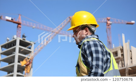 engineer builder at construction site 120750676