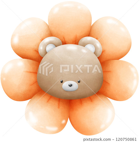 Brown bear in sunflower 120750861