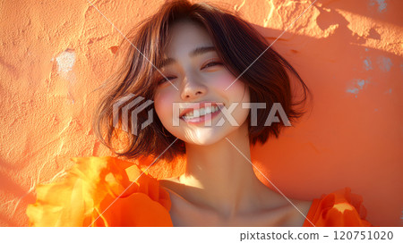 短髮微笑的女人 120751020