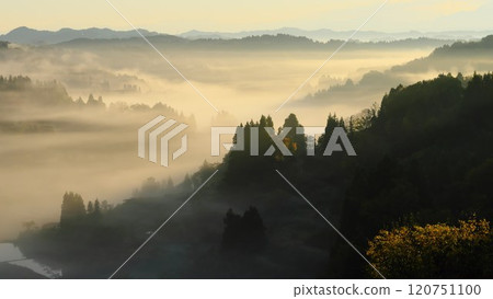 Mysterious morning mist at Autumn Star Pass in Tokamachi City Mysterious morning mist at Autumn Star Pass in Tokamachi City 120751100