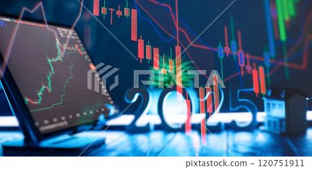 Futuristic Financial Market Trends 2025 - Digital Stock Trading Analytics and Technology Concept with Growth Charts 120751911