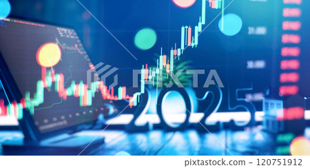 Futuristic Financial Market Trends 2025 - Digital Stock Trading Analytics and Technology Concept with Growth Charts 120751912