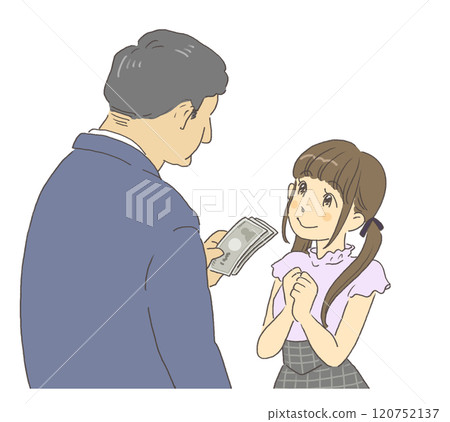 一個女孩透過補貼約會來參加爸爸活動而獲得金錢的插圖 一個女孩透過補貼約會來參加爸爸活動而獲得金錢的插圖 120752137