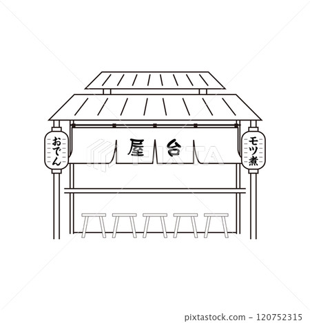 攤位 | 描繪商店外觀的線條描插圖系列 攤位 | 描繪商店外觀的線條描插圖系列 120752315