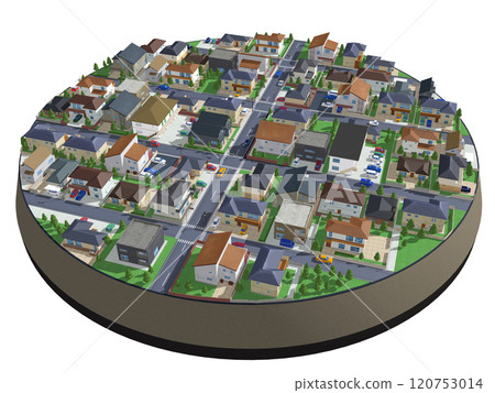 House, residential, town, CG diorama, pizza-like, streetscape, round table, background House, residential, town, CG diorama, pizza-like, streetscape, round table, background 120753014