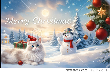 Cute Ragdoll kitten celebrating Christmas Cute Ragdoll kitten celebrating Christmas 120753591