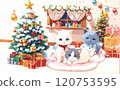 Cute Ragdoll kitten celebrating Christmas Cute Ragdoll kitten celebrating Christmas 120753595