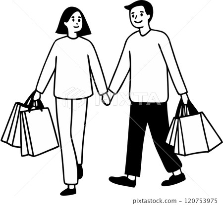 couple with shopping bags couple with shopping bags 120753975