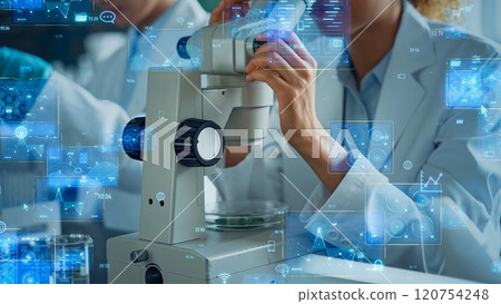 Scientist experimenting and technology image 120754248