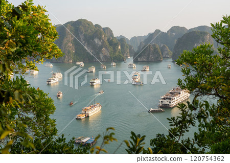 Ships anchored in Halong Bay, Vietnam Ships anchored in Halong Bay, Vietnam 120754362
