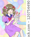 女孩吃凍糕 120754490