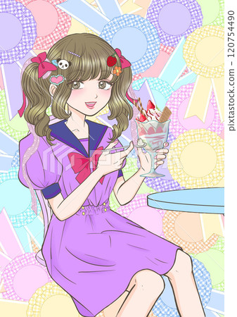 女孩吃凍糕 女孩吃凍糕 120754490