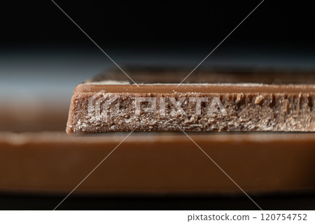 Milk Chocolate Texture, Broken Macro Chocolate Bar. 120754752