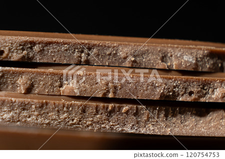 Milk Chocolate Texture, Broken Macro Chocolate Bar. 120754753