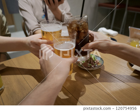 The driver toasts with a soft drink 120754956