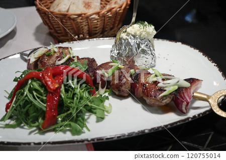 Bosnian cuisine: Bosnian-style skewered kebabs Bosnian cuisine: Bosnian-style skewered kebabs 120755014