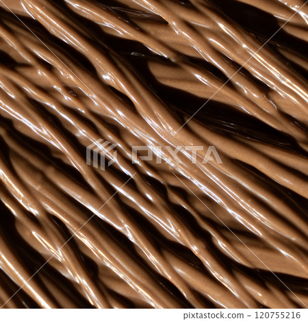 Real Melted Milk Chocolate Top View, Chocolate Texture. Real Melted Milk Chocolate Top View, Chocolate Texture. 120755216