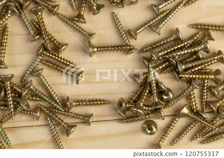 yellow metal self-tapping screws for fixing wooden boards and other wood products 120755317
