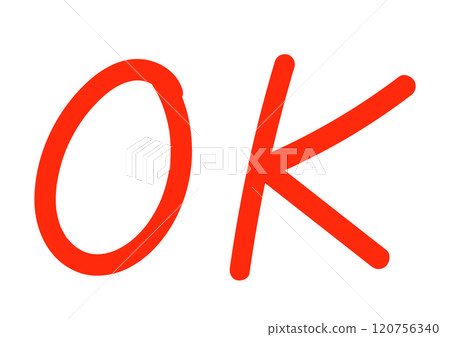 簡單的手寫 OK 字母紅色 簡單的手寫 OK 字母紅色 120756340