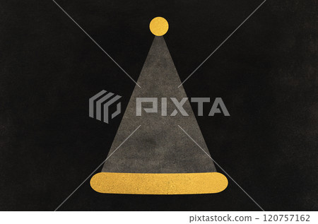 Japanese modern Santa Claus hat illustration_black washi background Japanese modern Santa Claus hat illustration_black washi background 120757162