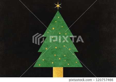 Japanese modern Christmas_Christmas tree illustration on Japanese paper background Japanese modern Christmas_Christmas tree illustration on Japanese paper background 120757466