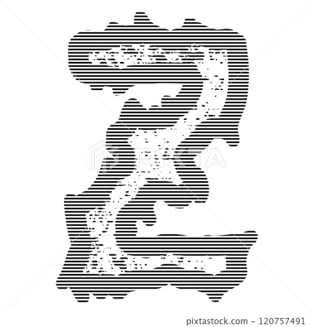 Decorative grunge letter isolated on white background. Custom vector font. Decorative grunge letter isolated on white background. Custom vector font. 120757491
