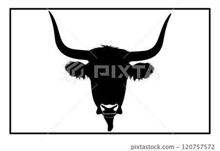 Texas Longhorn cattle icon, silhouette of a longhorn cattle 120757572