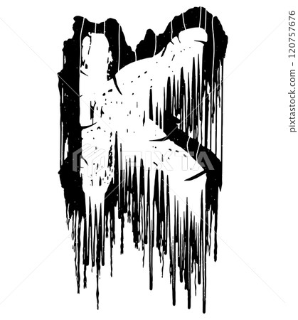 Death-metal font. Drippy letter. Custom art lettering. Death-metal font. Drippy letter. Custom art lettering. 120757676