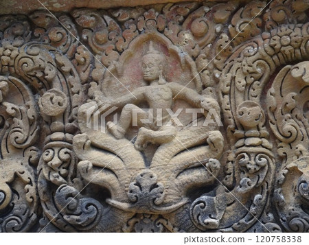[Cambodia] Preah Vihear Temple: Relief on the wall of the building 120758338