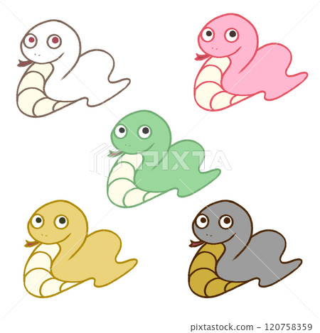 Snakes colorful cartoon set 120758359