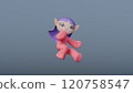 Cute little anime chibi girl in a flying pose. 3d render, 3d illustration. 120758547