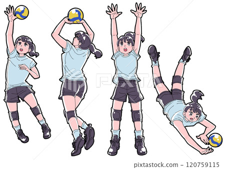 打排球的女孩插圖集 打排球的女孩插圖集 120759115