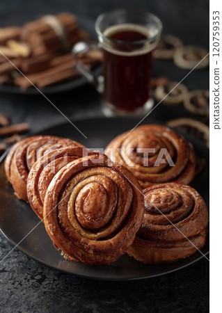 Kanelbullar - Swedish cinnamon buns or rolls. 120759353
