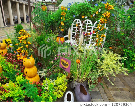 名古屋久屋大通花園 Frarie 萬聖節長凳被鮮花包圍 120759364