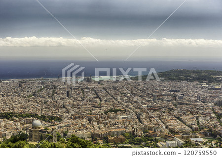 Aerial view from Tibidabo mountain over Barcelona, Catalonia, Spain Aerial view from Tibidabo mountain over Barcelona, Catalonia, Spain 120759550