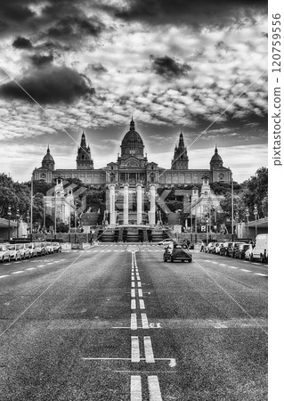 Facade of National Art Museum of Catalonia, Barcelona, Catalonia, Spain 120759556
