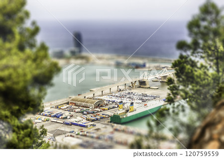 Aerial view over the Port of Barcelona, Catalonia, Spain Aerial view over the Port of Barcelona, Catalonia, Spain 120759559