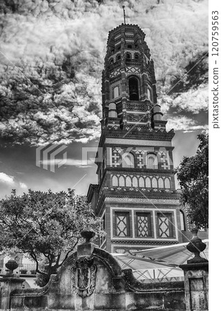 Scenic bell tower in Poble Espanyol, Barcelona, Catalonia, Spain Scenic bell tower in Poble Espanyol, Barcelona, Catalonia, Spain 120759563