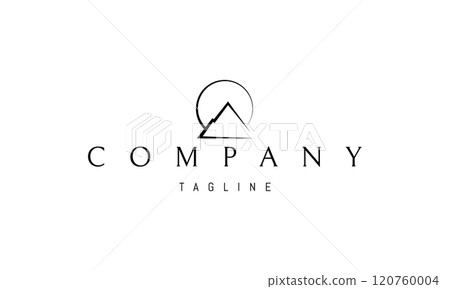 Vector logo with an abstract image of a mountain against the backdrop of the sun. Vector logo with an abstract image of a mountain against the backdrop of the sun. 120760004