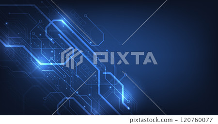 Circuit board blue technology background. 120760077