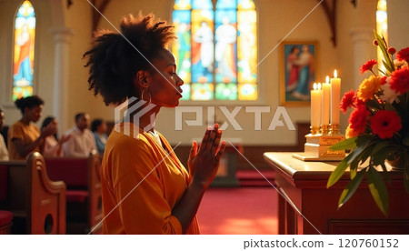 woman praying in church. religion, faith, spirituality, religion, god. religion, spirituality, spirituality, faith and god 120760152