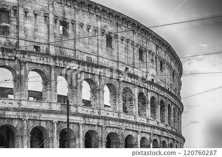 View over the Flavian Amphitheatre, aka Colosseum in Rome, Italy 120760287