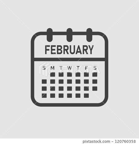 Vector template icon page calendar, month February Vector template icon page calendar, month February 120760358