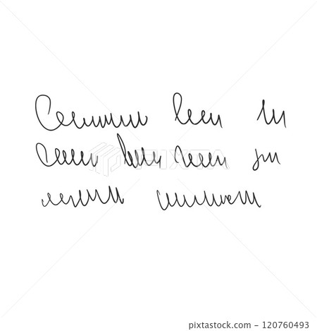 Handwritten scribble unreadable message. Freehand text letter note isolated on white background. Illegible cursive script. Vector hand drawn illustration. 120760493
