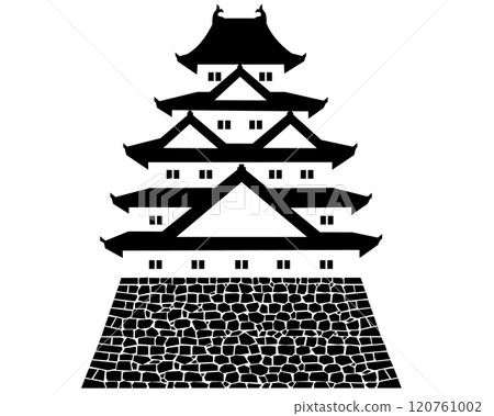 日本城堡黑白插圖五層五層城堡塔樓 日本城堡黑白插圖五層五層城堡塔樓 120761002