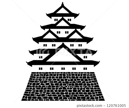 日本城堡黑白插圖五層五層城堡塔樓 日本城堡黑白插圖五層五層城堡塔樓 120761005
