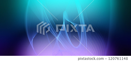 Bright, swirling waves of light create an engaging abstract pattern. Shades of blue, green, and purple blend seamlessly, offering a captivating visual experience. 120761148