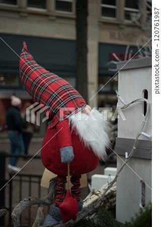 Closeup of traditional christmas gnome in the street Closeup of traditional christmas gnome in the street 120761987