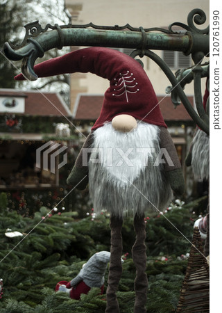 Closeup of traditional christmas gnome in the street 120761990